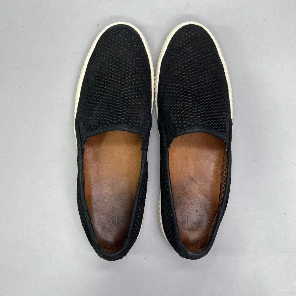 Frye Women's Size 7.5 Camille Black Perforated‎ Leather Slip On Shoes